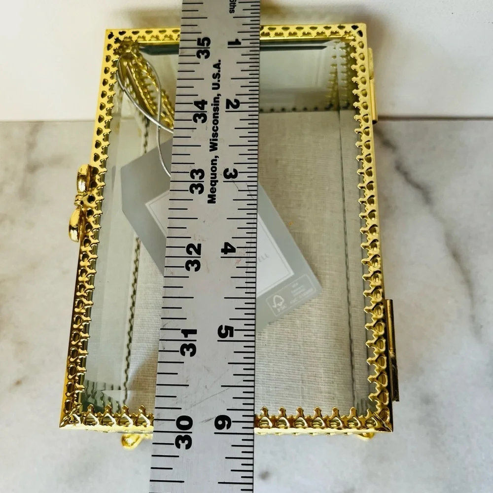 Elegant Gold Glass Jewelry Box